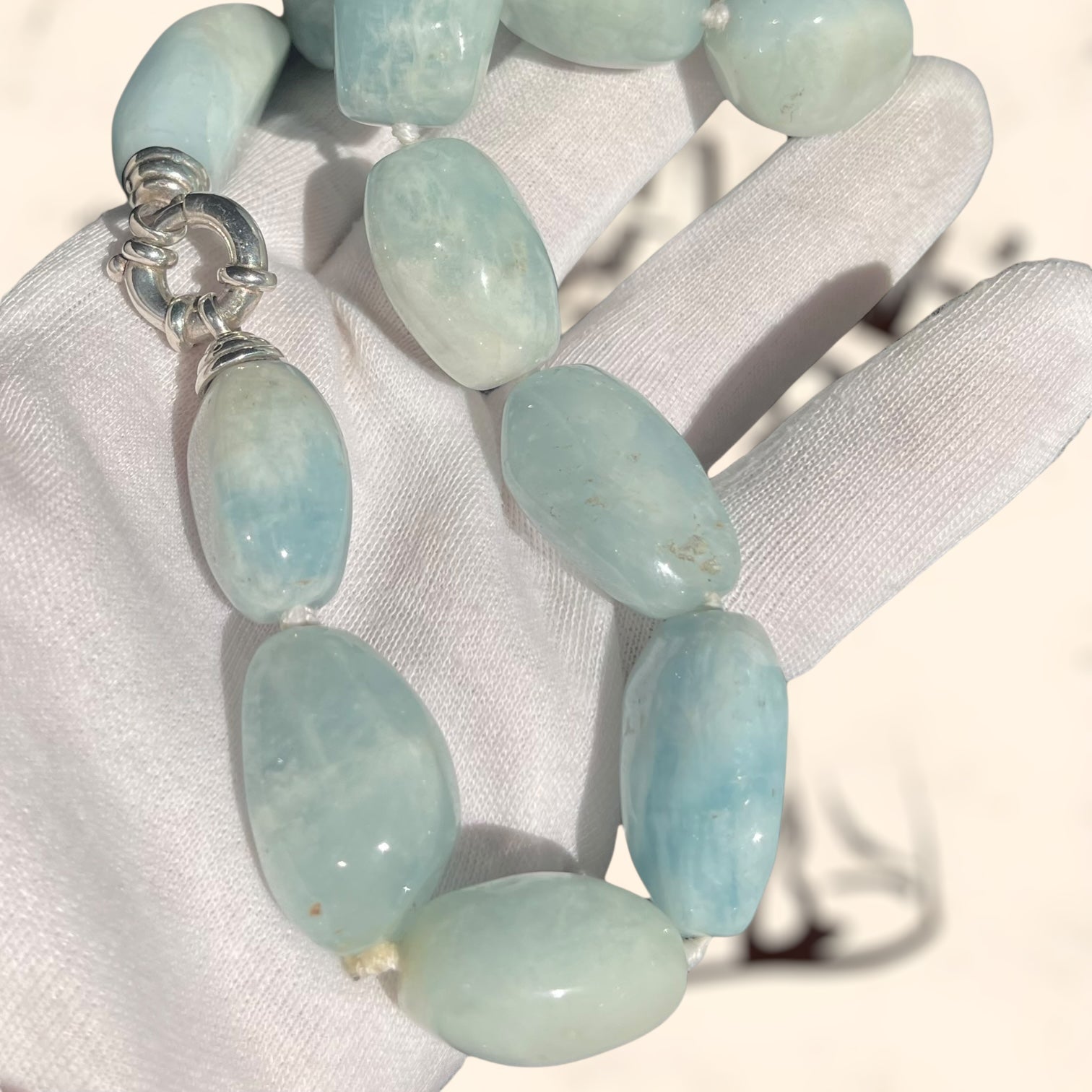 Collar de aguamarina con cierre de plata vintage