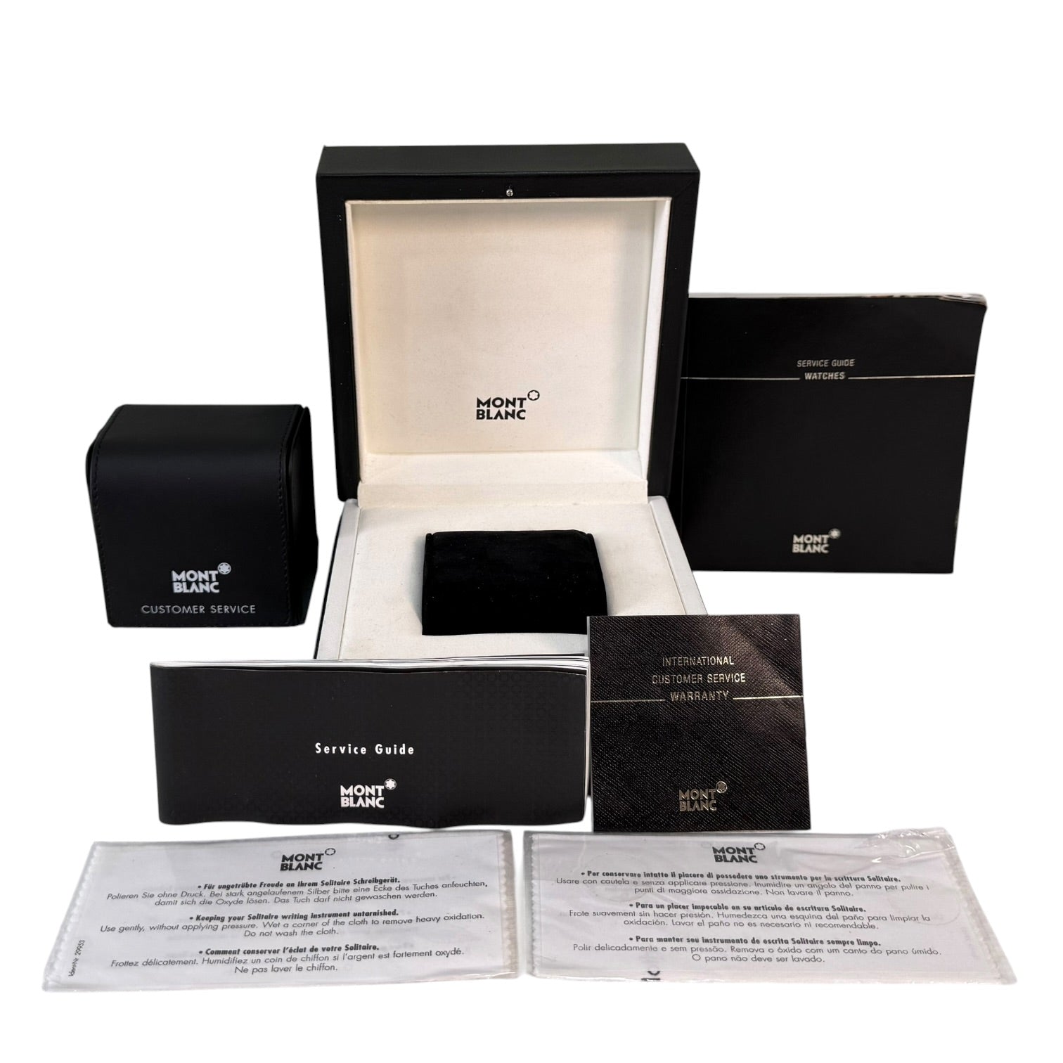 Set de Presentación Montblanc: Caja de Reloj, Estuche de Piel y documentos Meisterstück