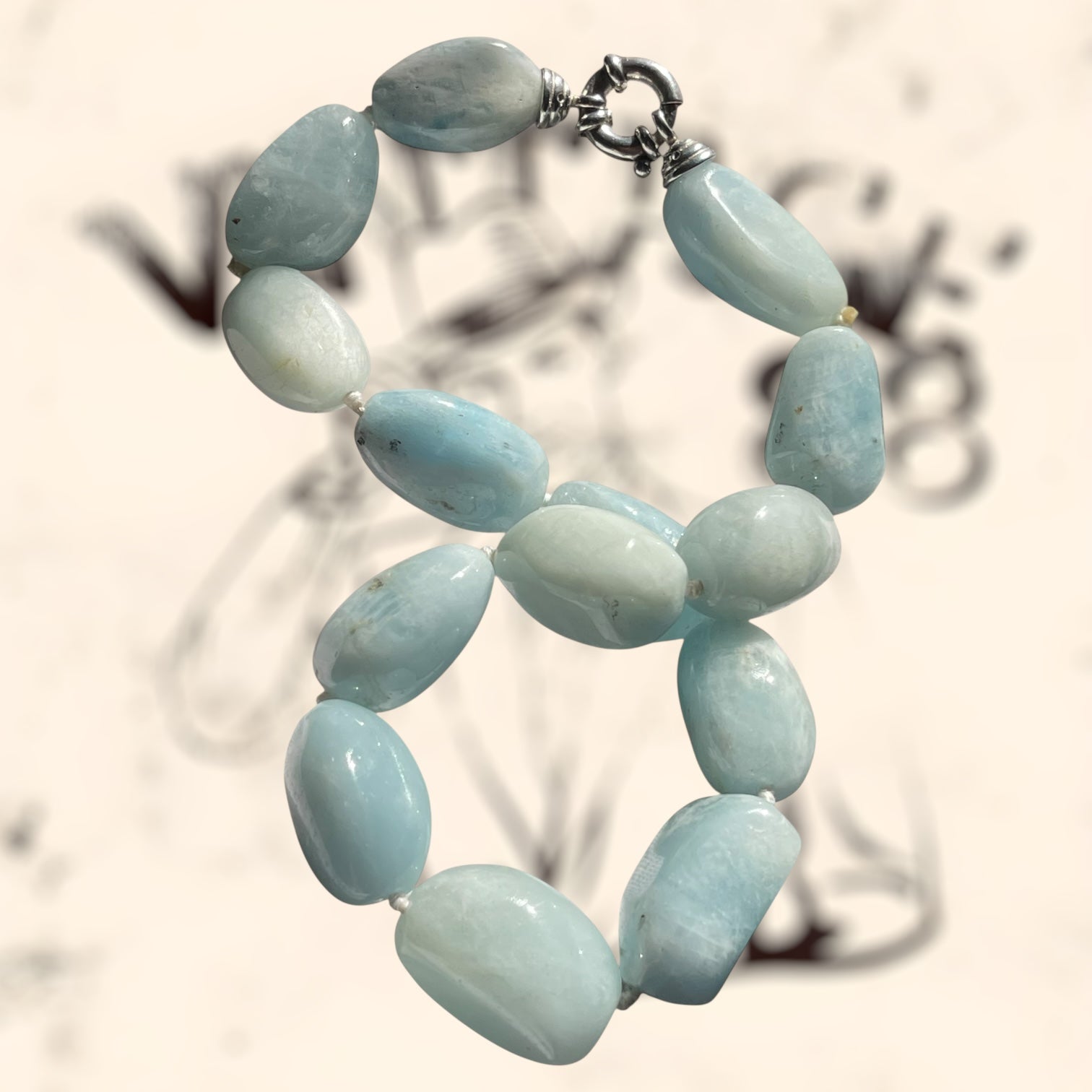 Collar de aguamarina con cierre de plata vintage