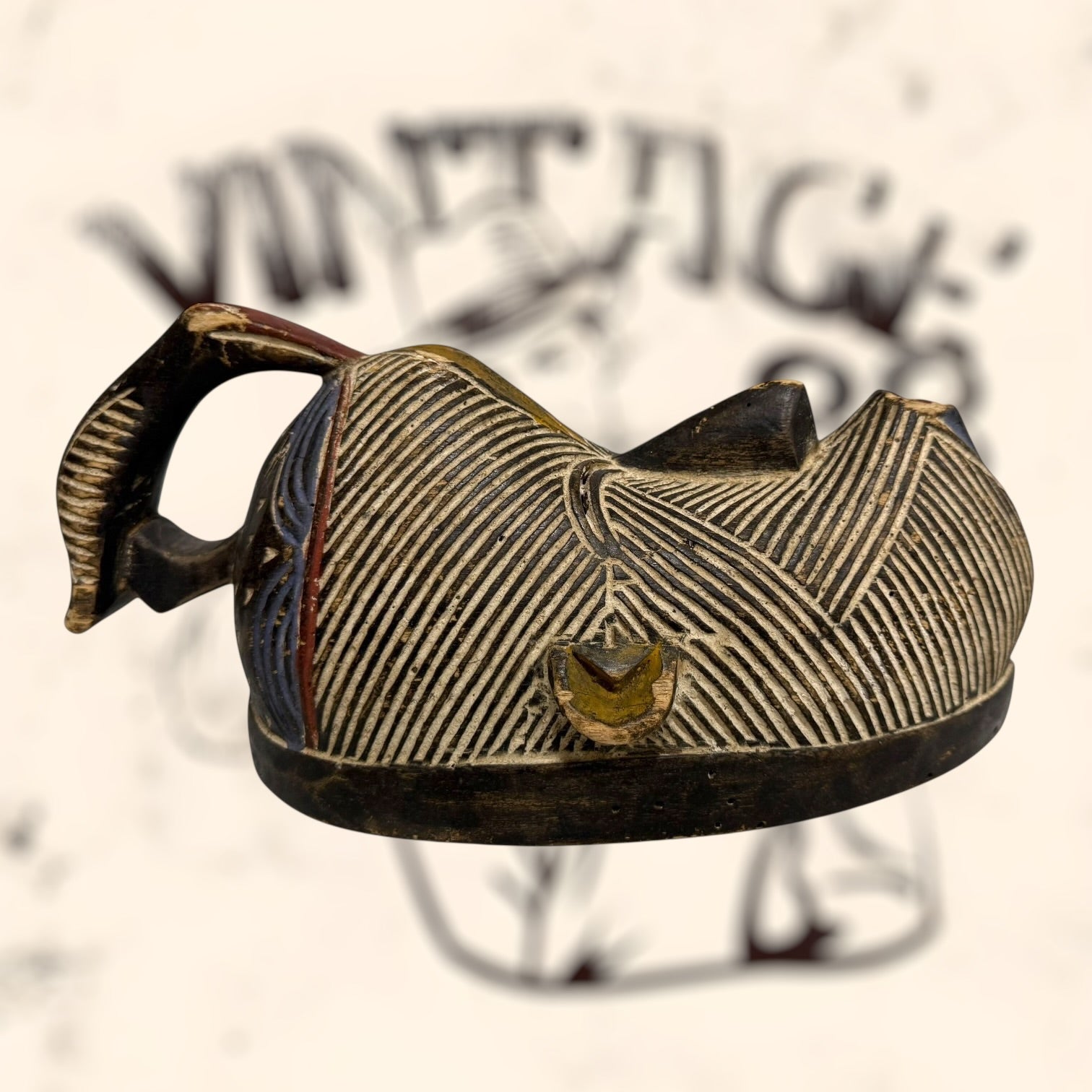 Máscara tribal Kifwebe Africana vintage
