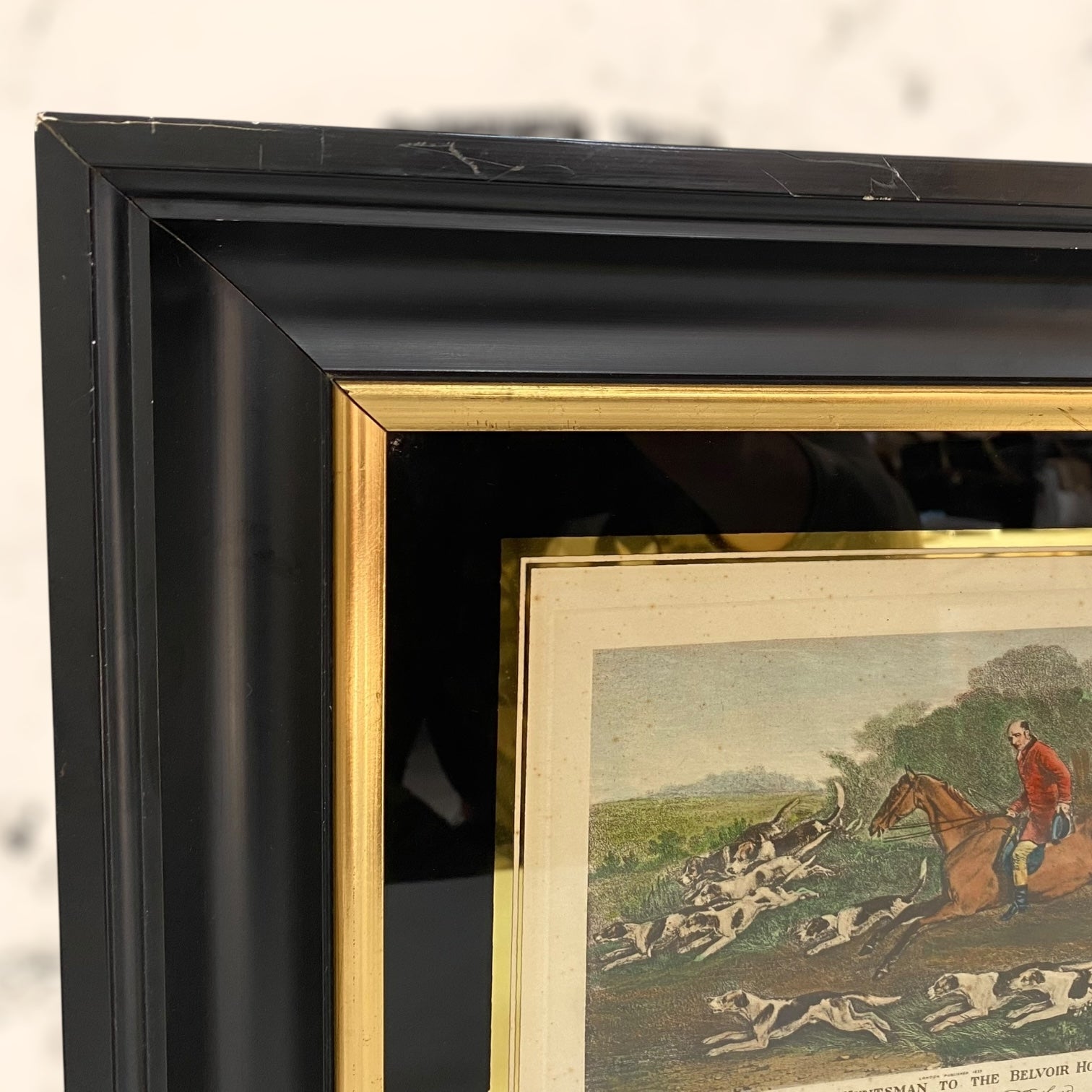 Pareja de grabados coloreados de Richard Barrett Davis antiguos