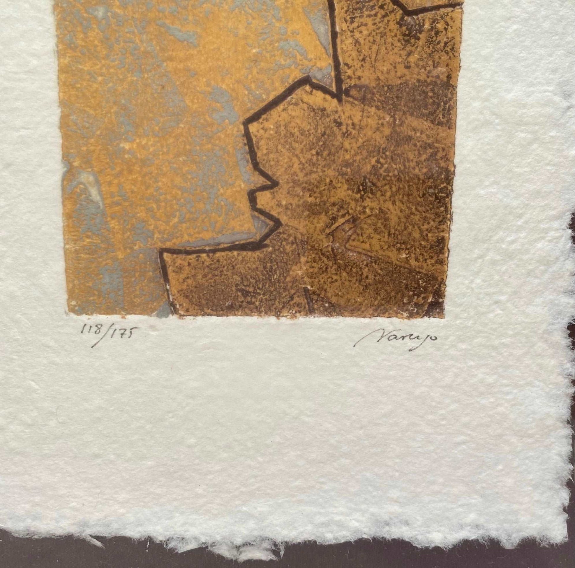 Grabado de arte abstracto de Eduardo Naranjo firmado y numerado a lápiz