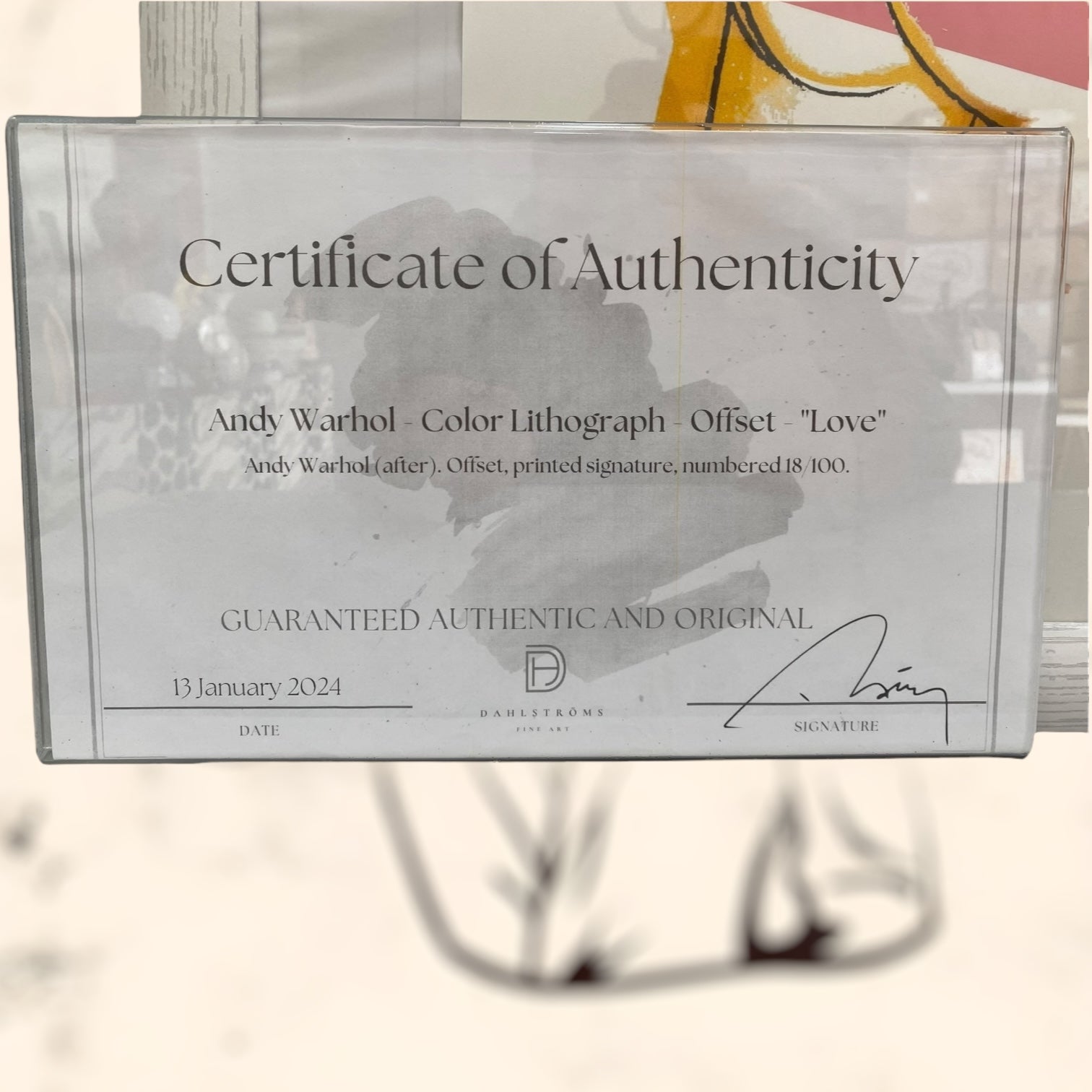 Litografía Love de Andy Warholl con certificado de autenticidad