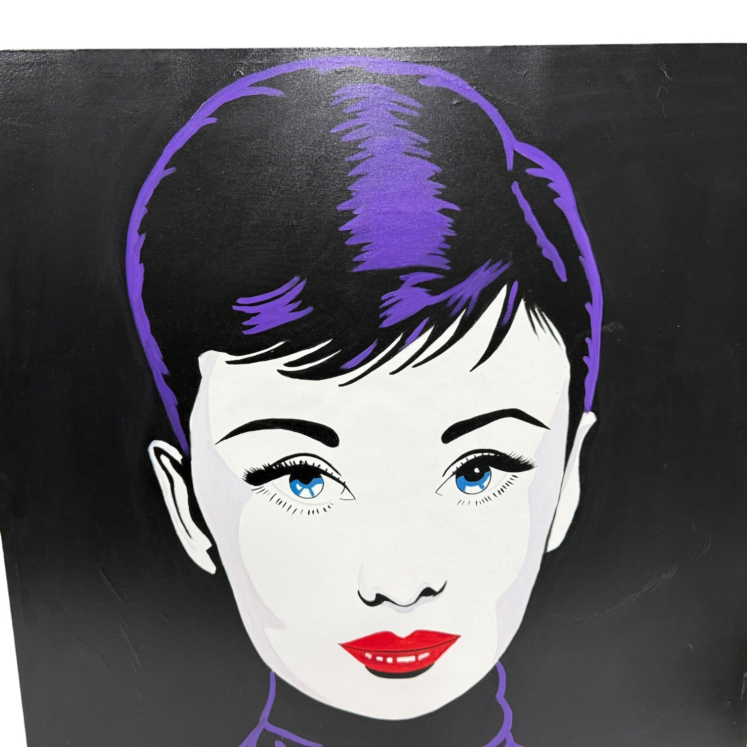 Pareja de pinturas Art Pop de Marilyn Monroe y Audrey Hepburn firmados por Amanache