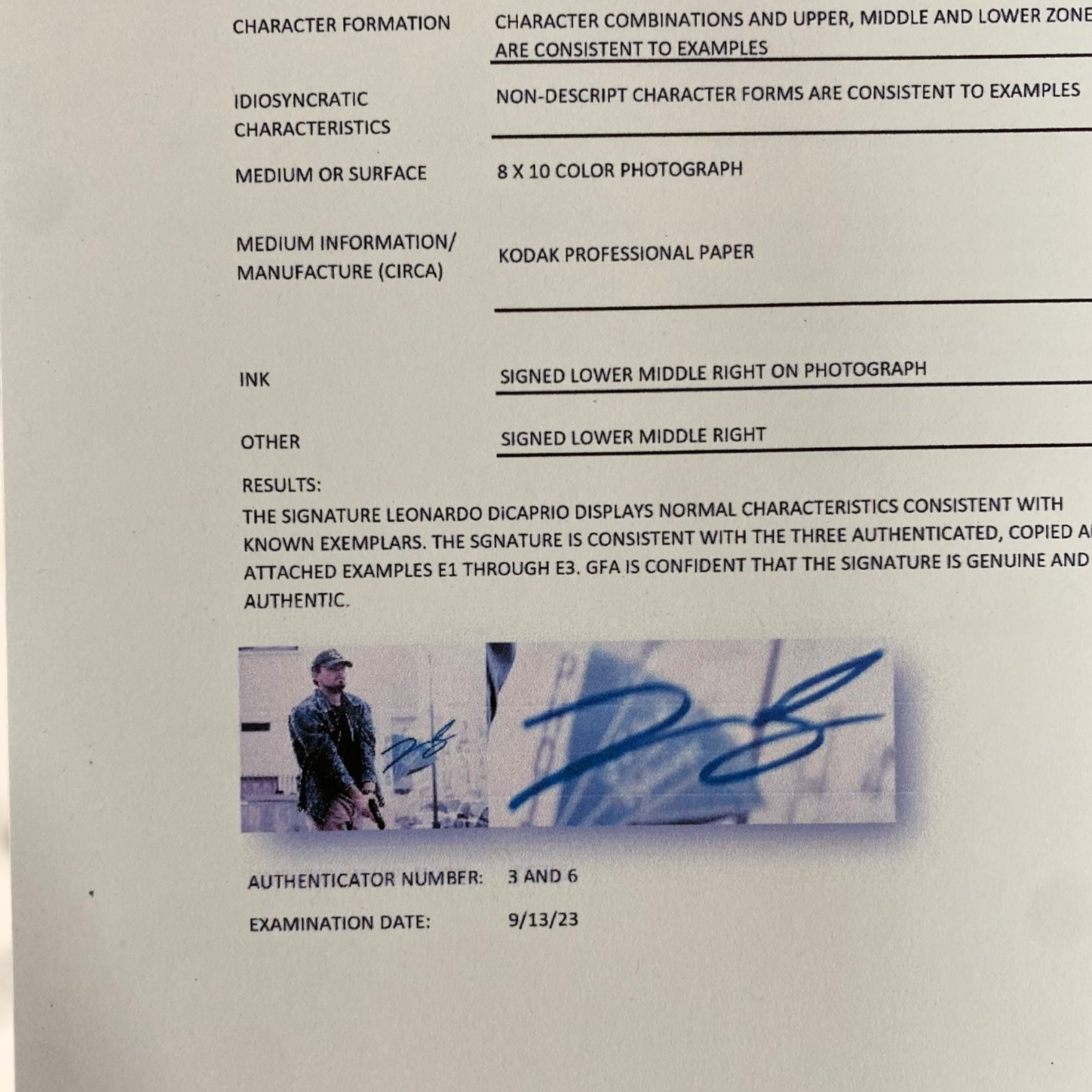 Fotografía firmada de Leonardo DiCaprio con certificado de autenticidad