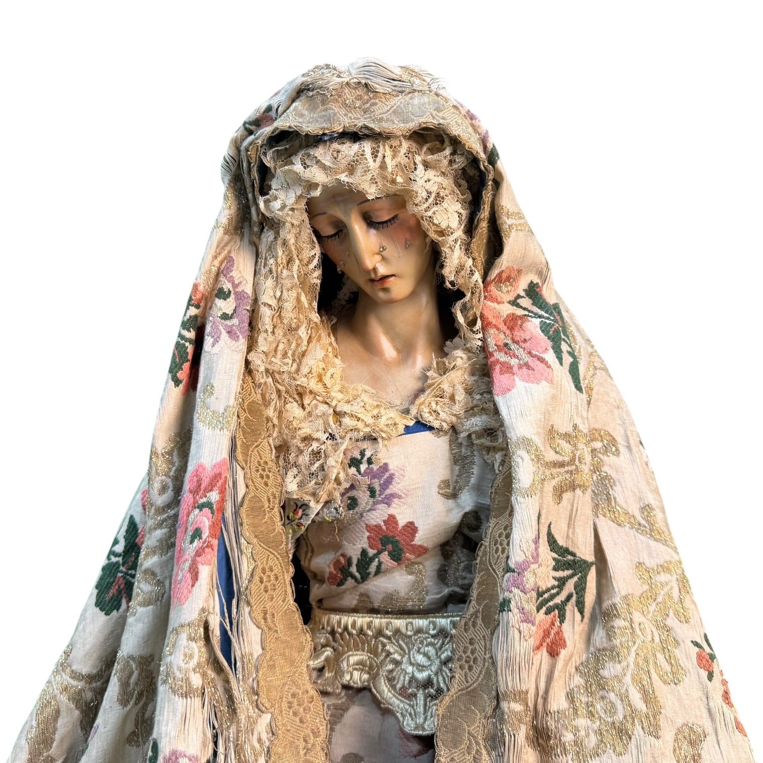 Virgen de vestir policromada antigua
