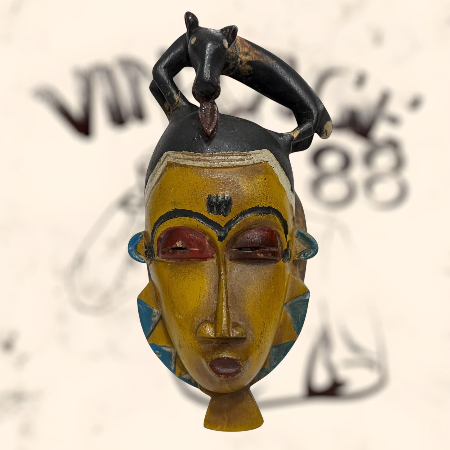 Máscara tribal Baule Africana vintage