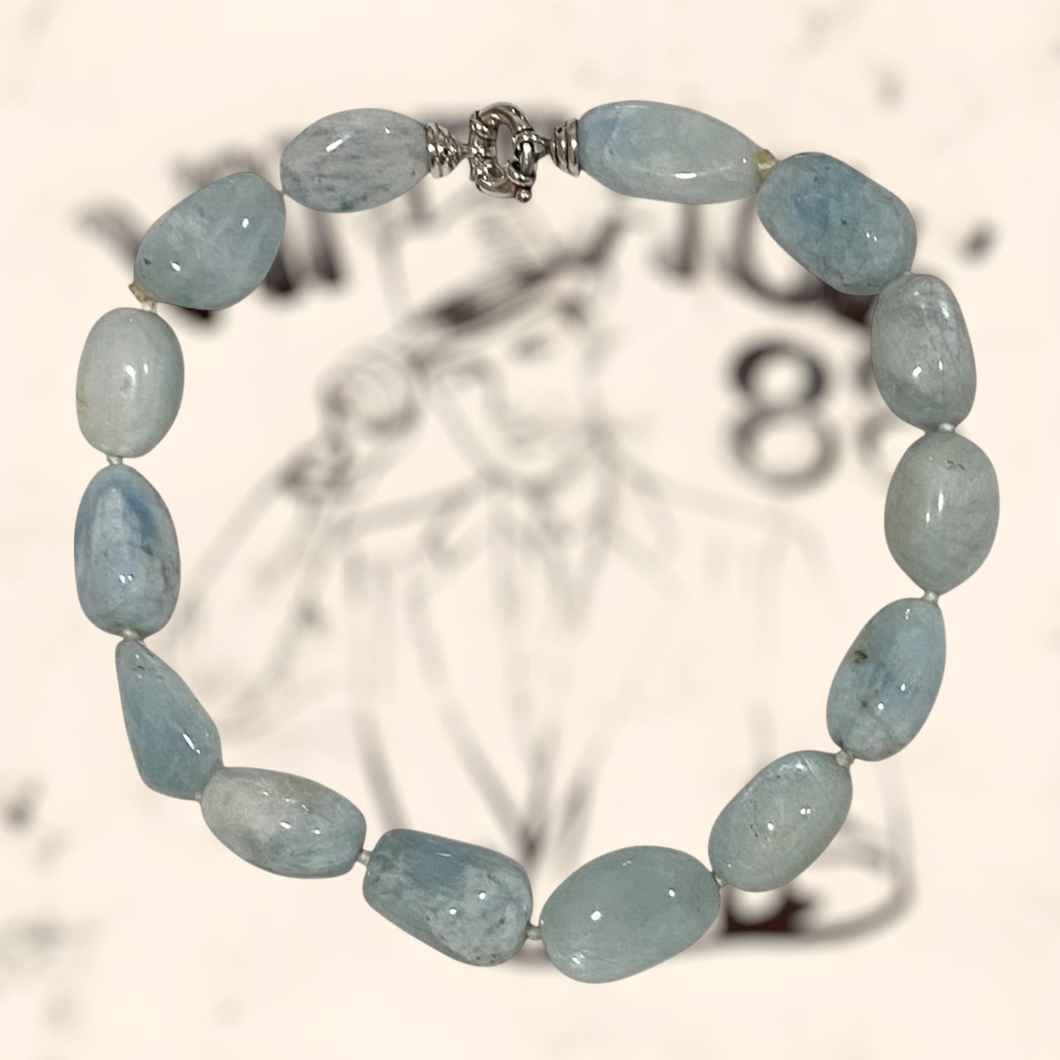 Collar de aguamarina con cierre de plata vintage