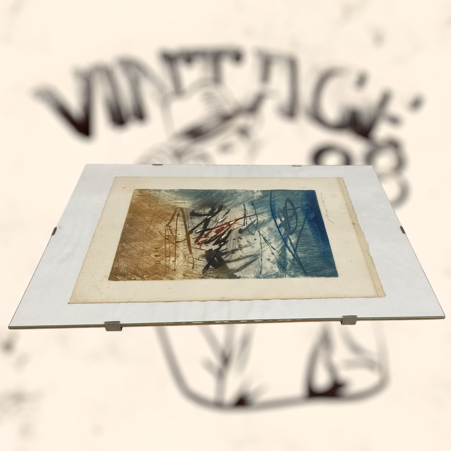 Grabado abstracto de Hervé Lambion (Julius Baltazar) firmado a lápiz