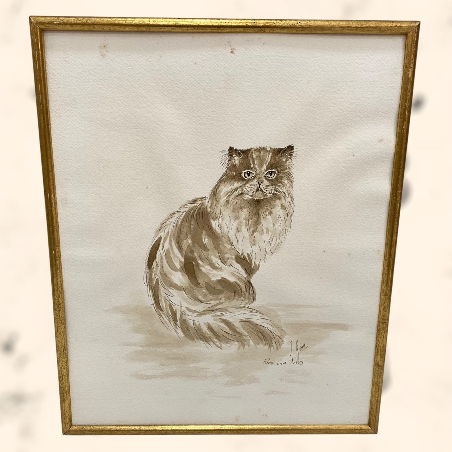 Acuarela de Joan Grau i Mas firmada y dedicada