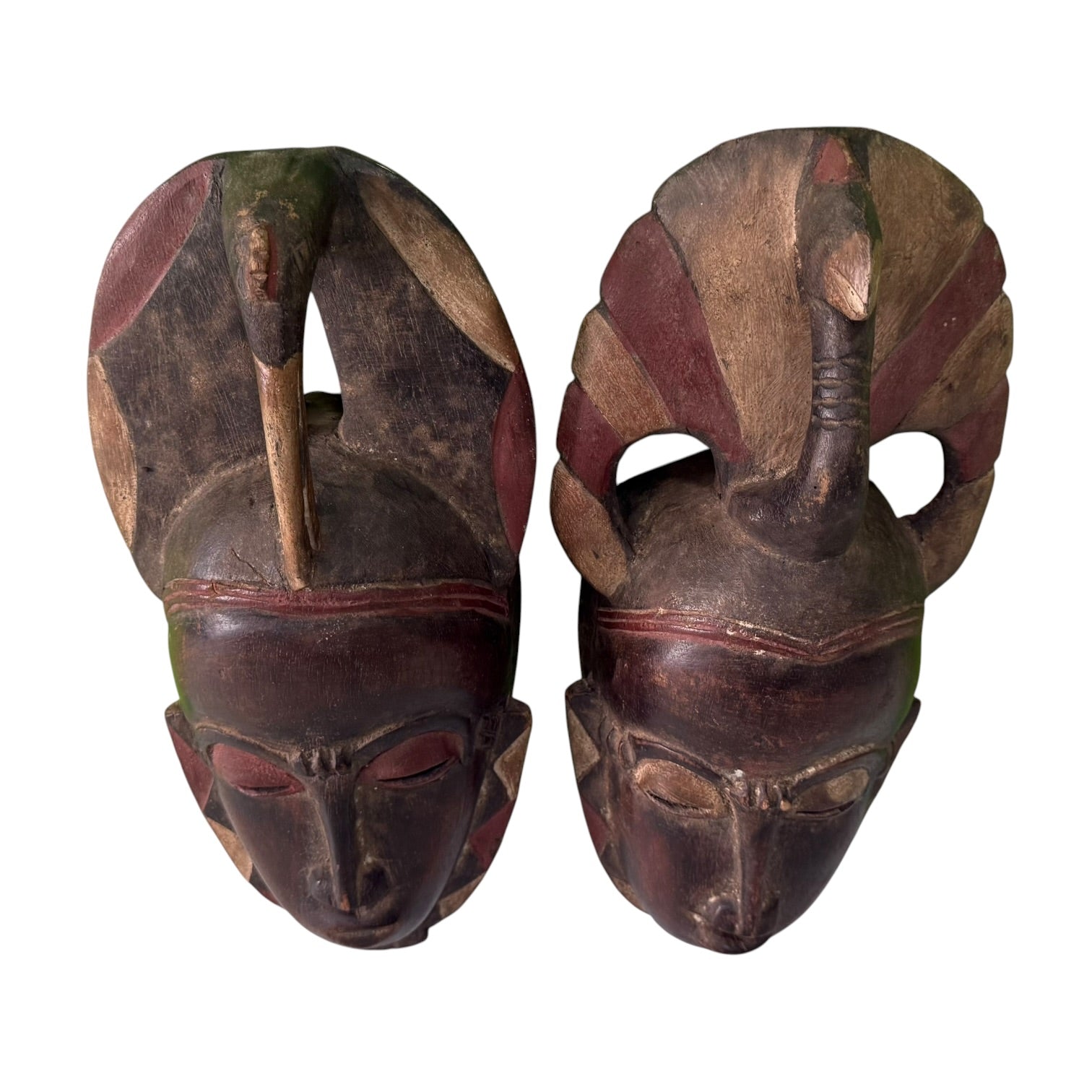 Pareja de máscaras tribales Guro Africanas vintage