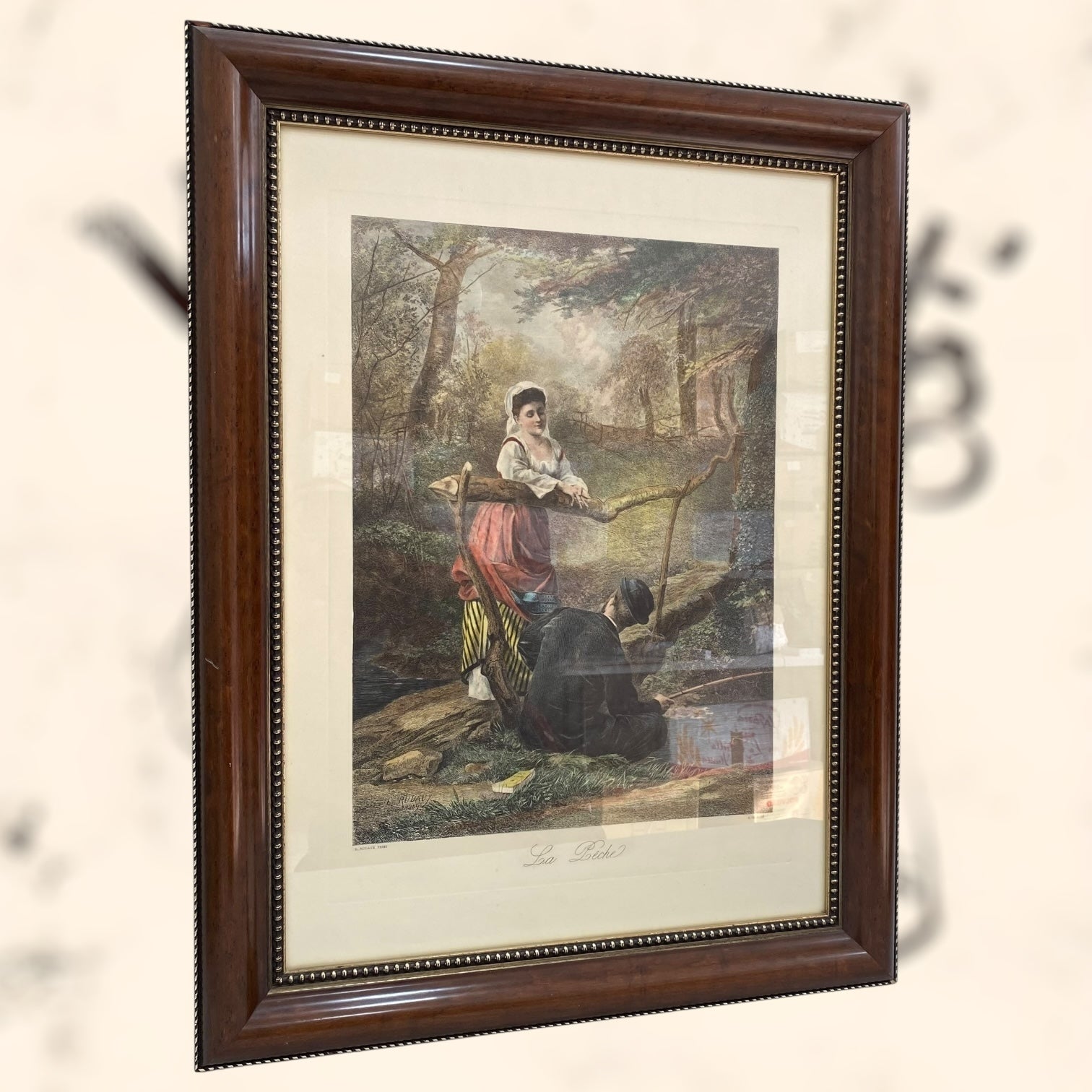 Grabado de la obra La Pêche de Edmond Rudaux