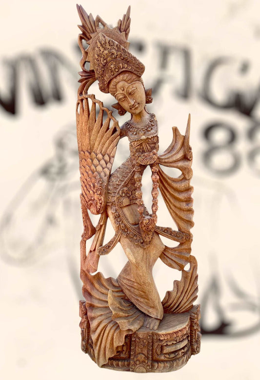 Gran escultura Diosa Bailarina Balinesa Djanger de madera antigua