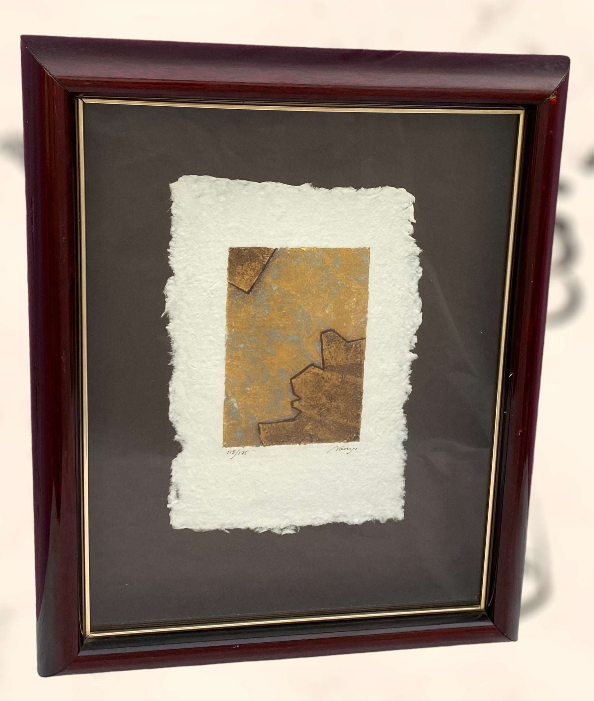 Grabado de arte abstracto de Eduardo Naranjo firmado y numerado a lápiz