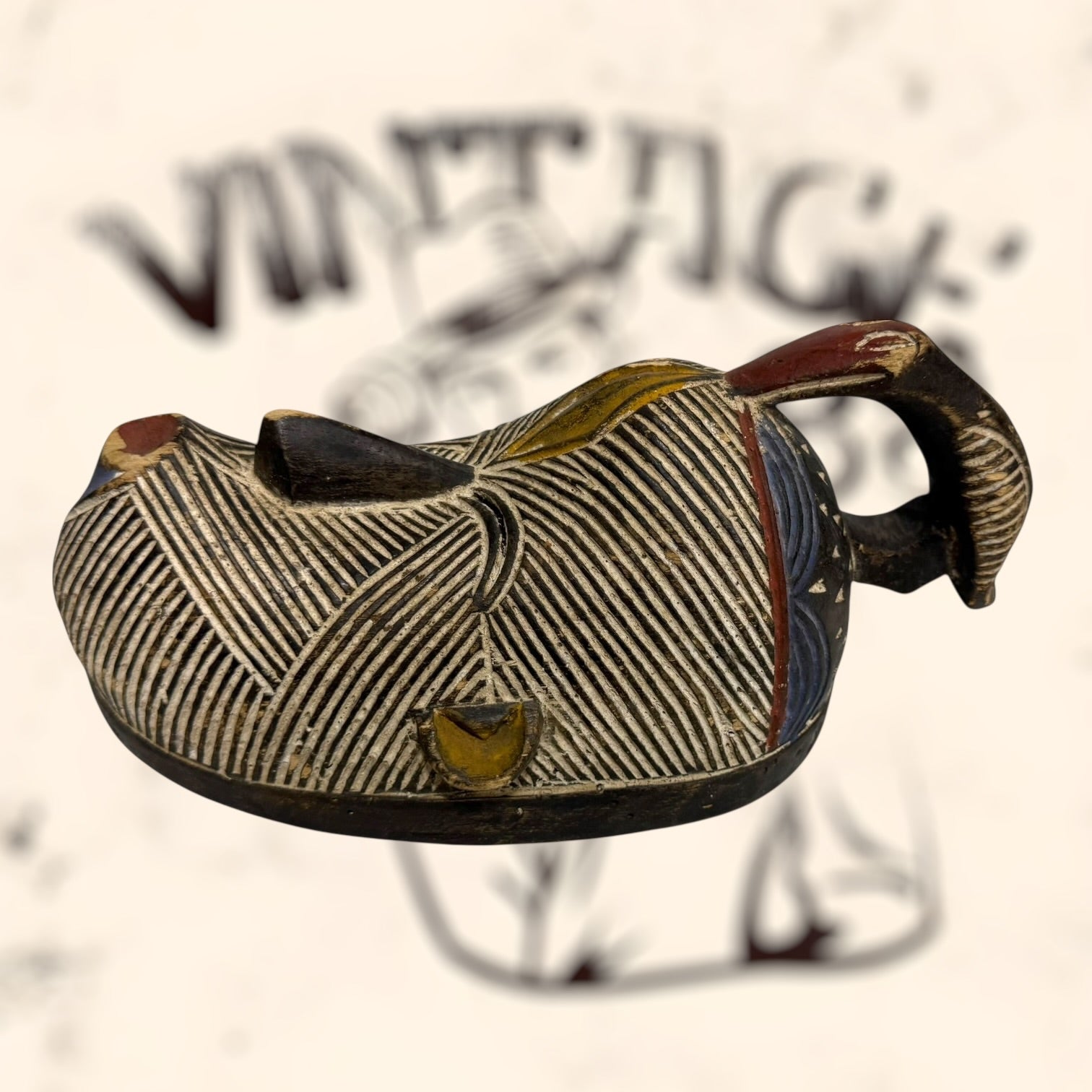 Máscara tribal Kifwebe Africana vintage