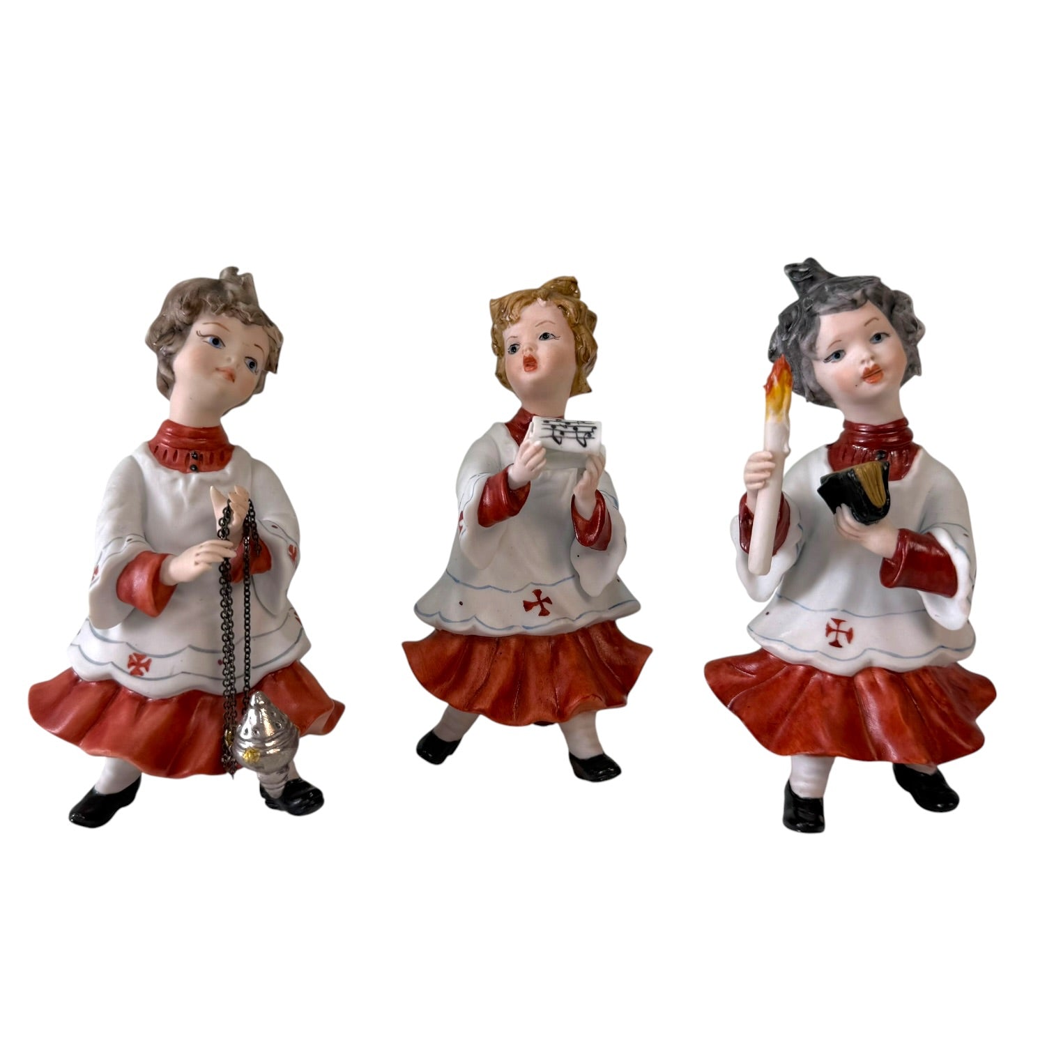 Conjunto de monaguillos de porcelana Italiana Capodimonte vintage