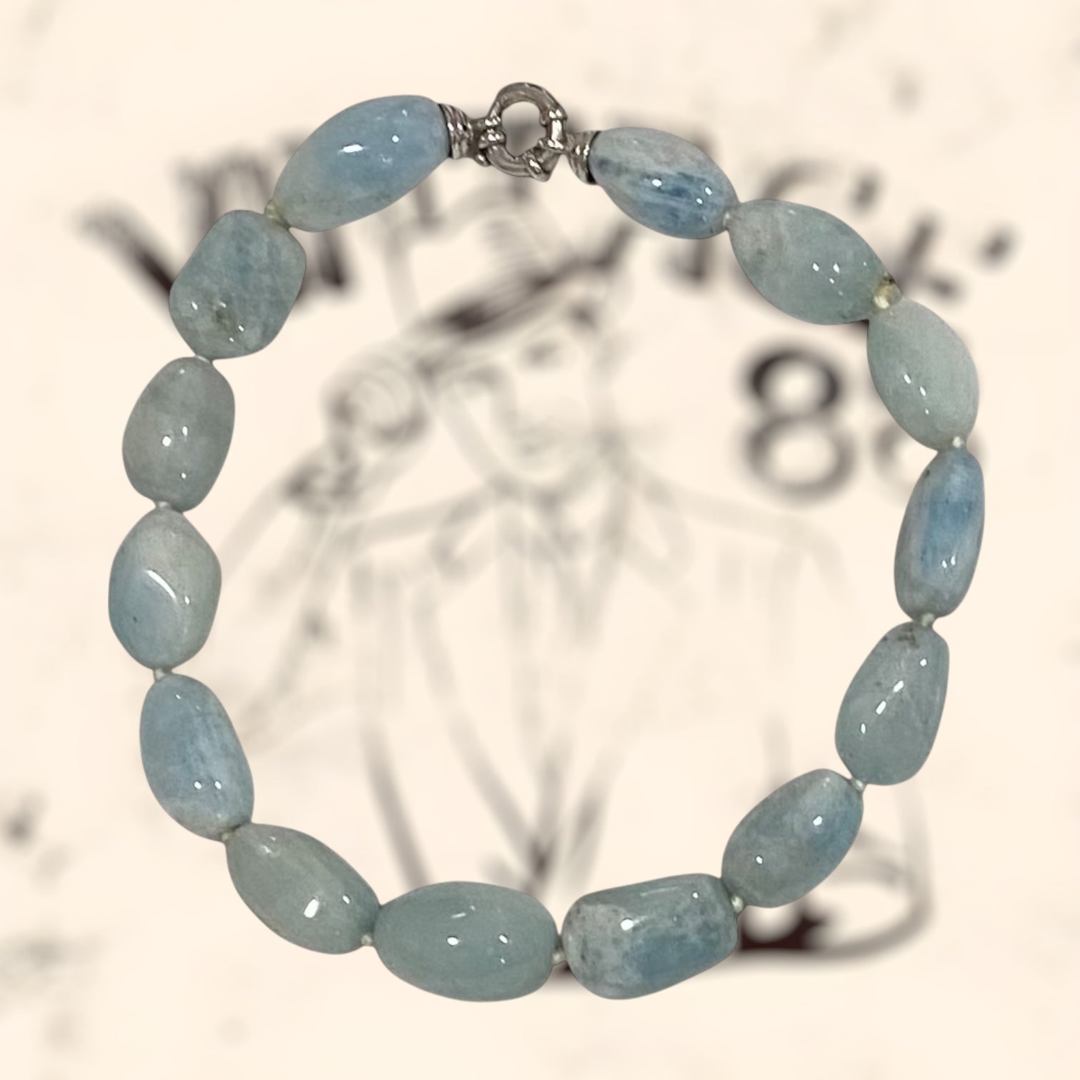 Collar de aguamarina con cierre de plata vintage