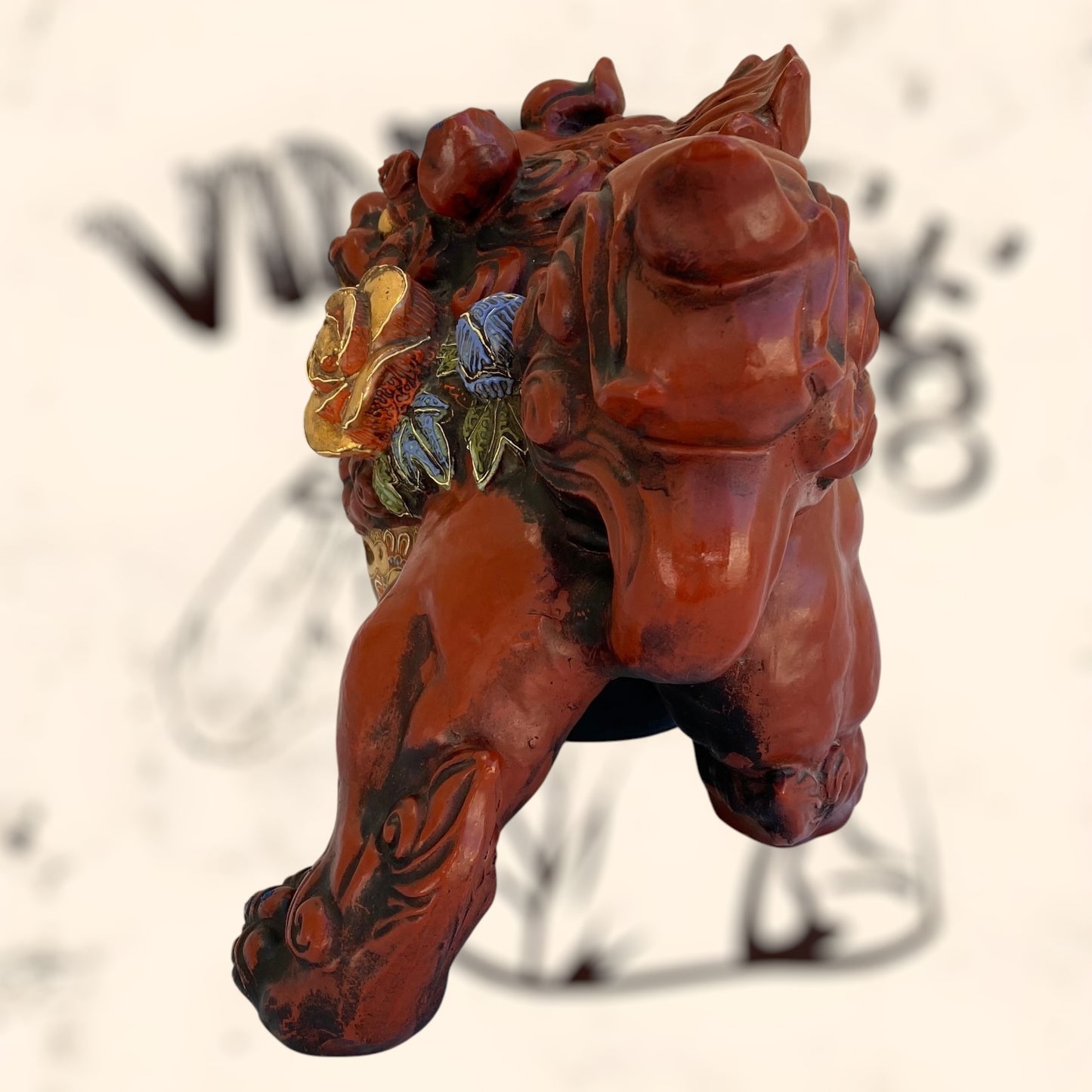 Dragón Foo de Feng Shui de cerámica Japonesa Kutani
