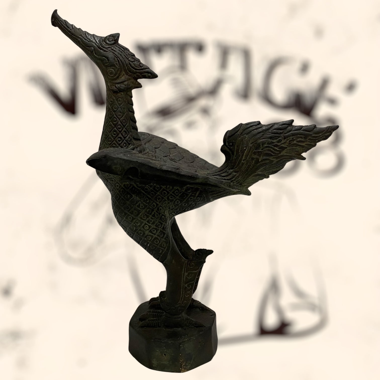 Ave Fénix Tailandés de bronce antiguo