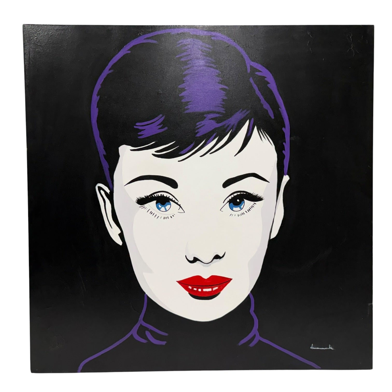 Pareja de pinturas Art Pop de Marilyn Monroe y Audrey Hepburn firmados por Amanache