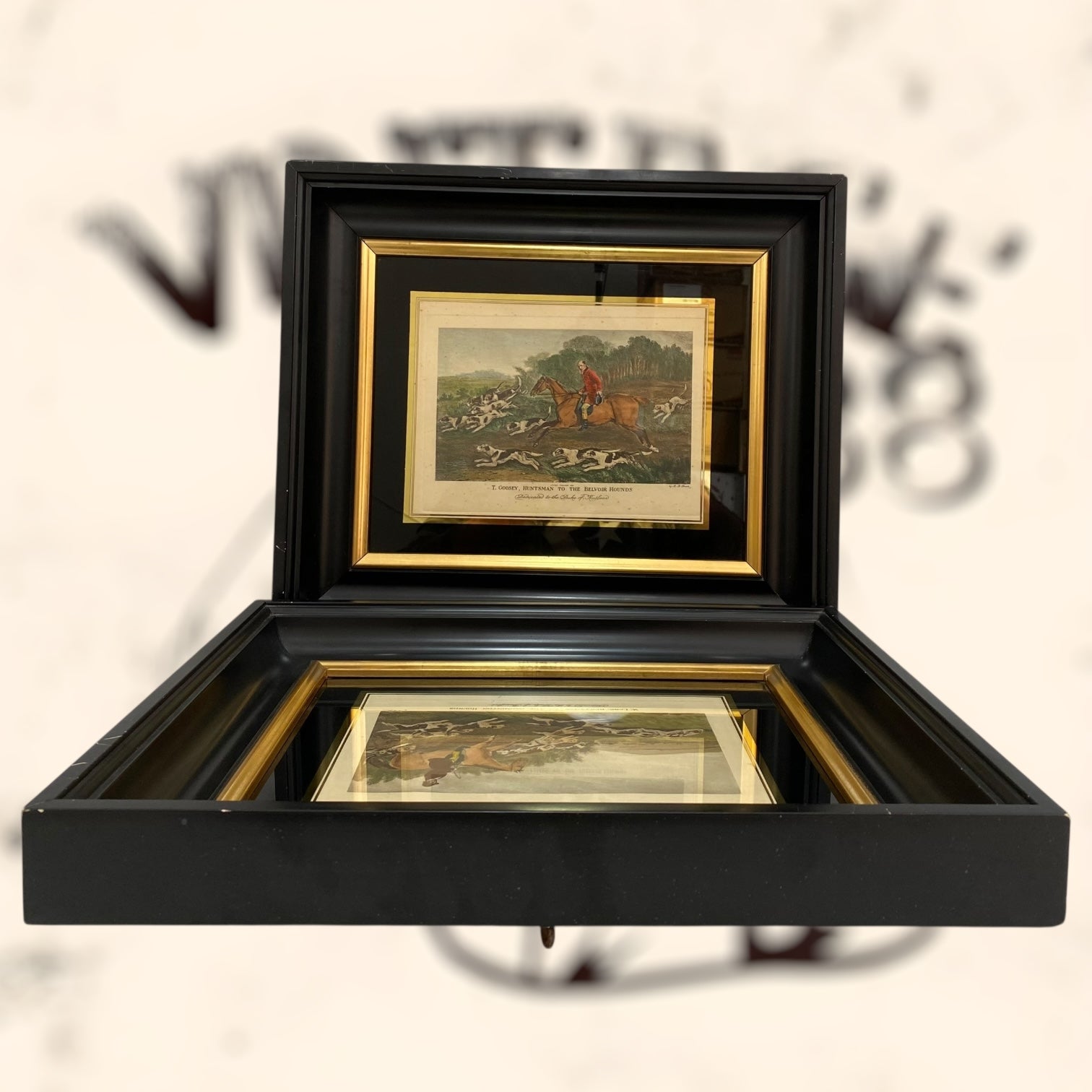 Pareja de grabados coloreados de Richard Barrett Davis antiguos