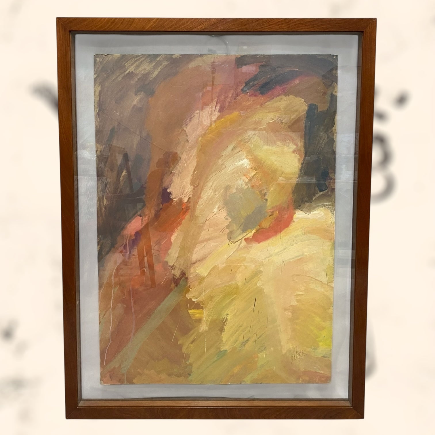 Óleo abstracto de gran tamaño firmado