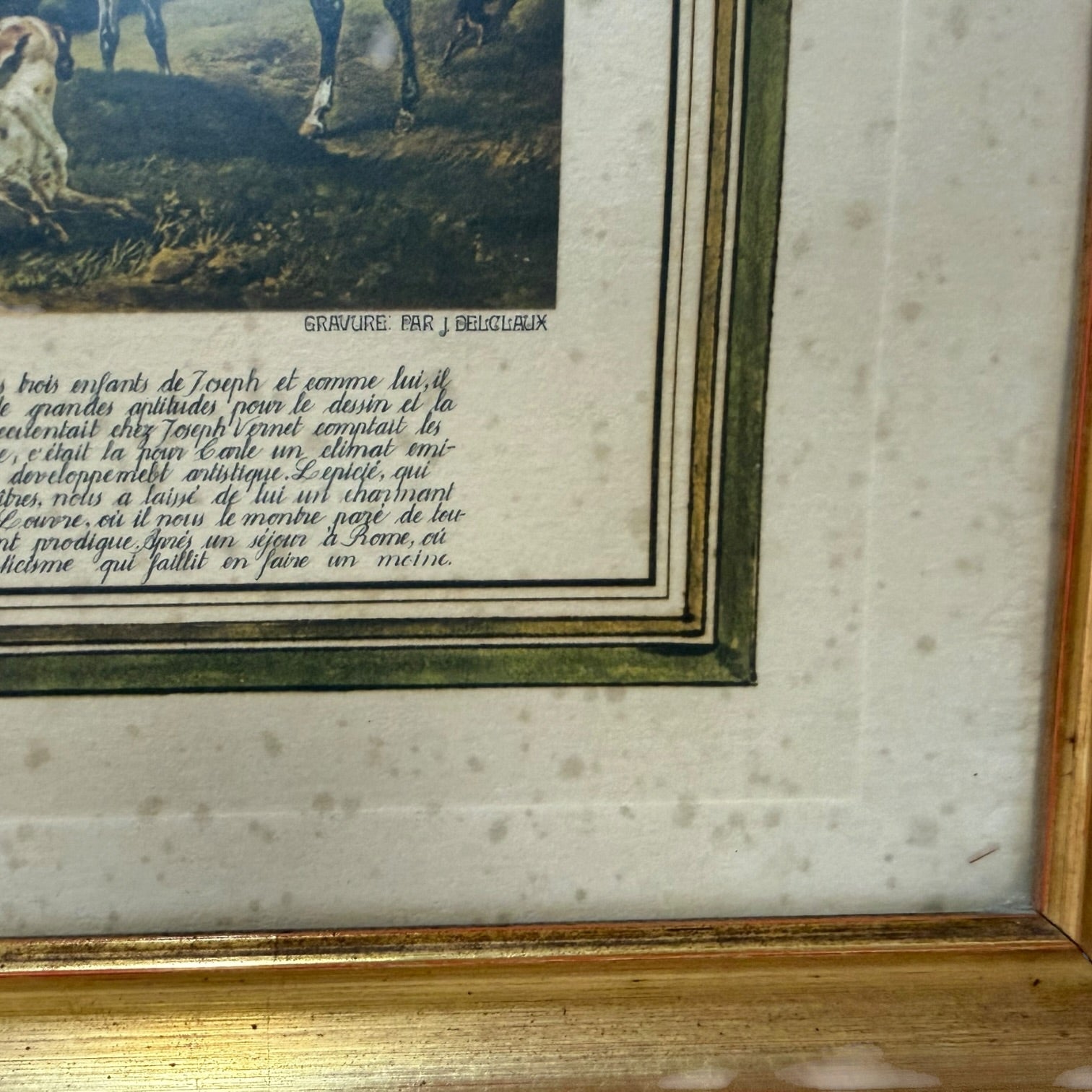 Grabado de la obra Chasse dans le bois de Meudon de Carle Vernet