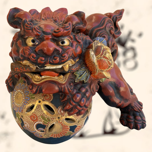 Dragón Foo de Feng Shui de cerámica Japonesa Kutani