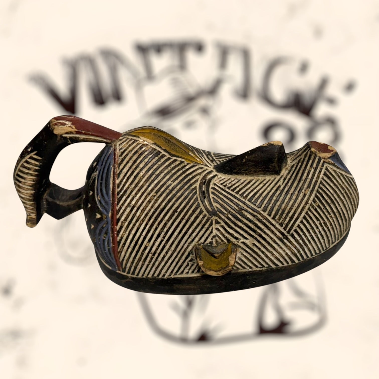 Máscara tribal Kifwebe Africana vintage